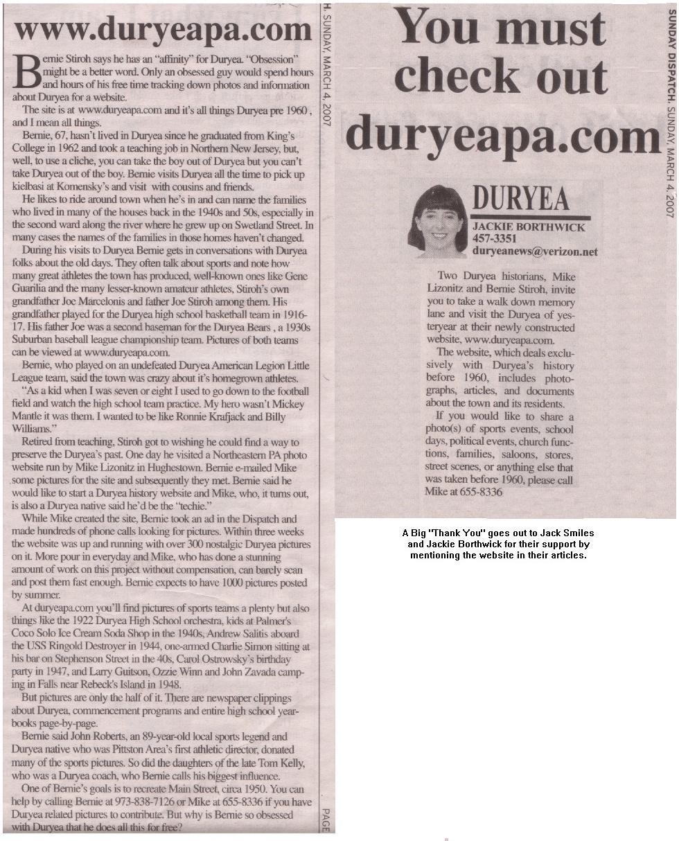 www.duryeapa.com Articles in Sunday Dispatch